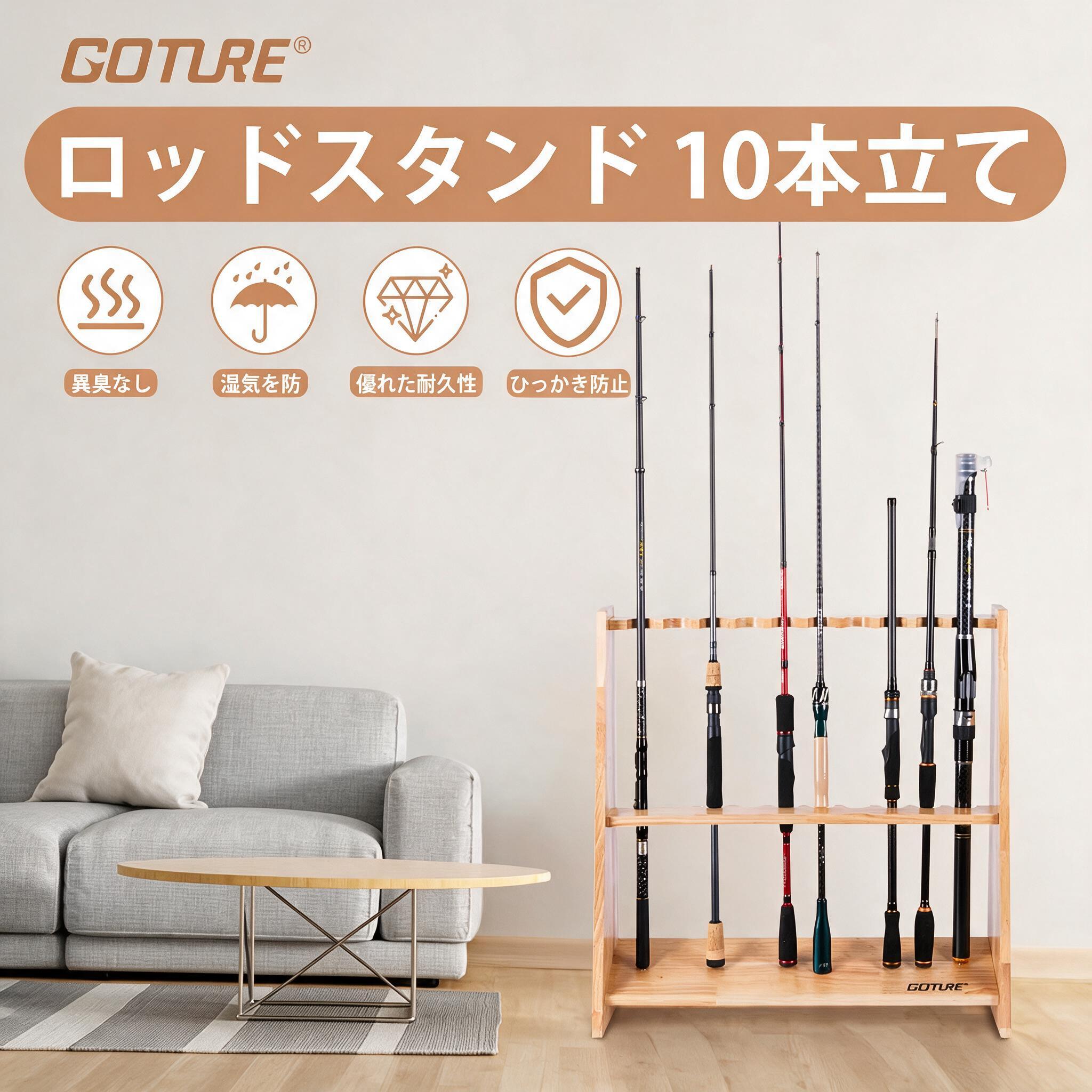 Fishing Rod Rack - Goture Ahşap Olta Tutucuları, Garaj İçin